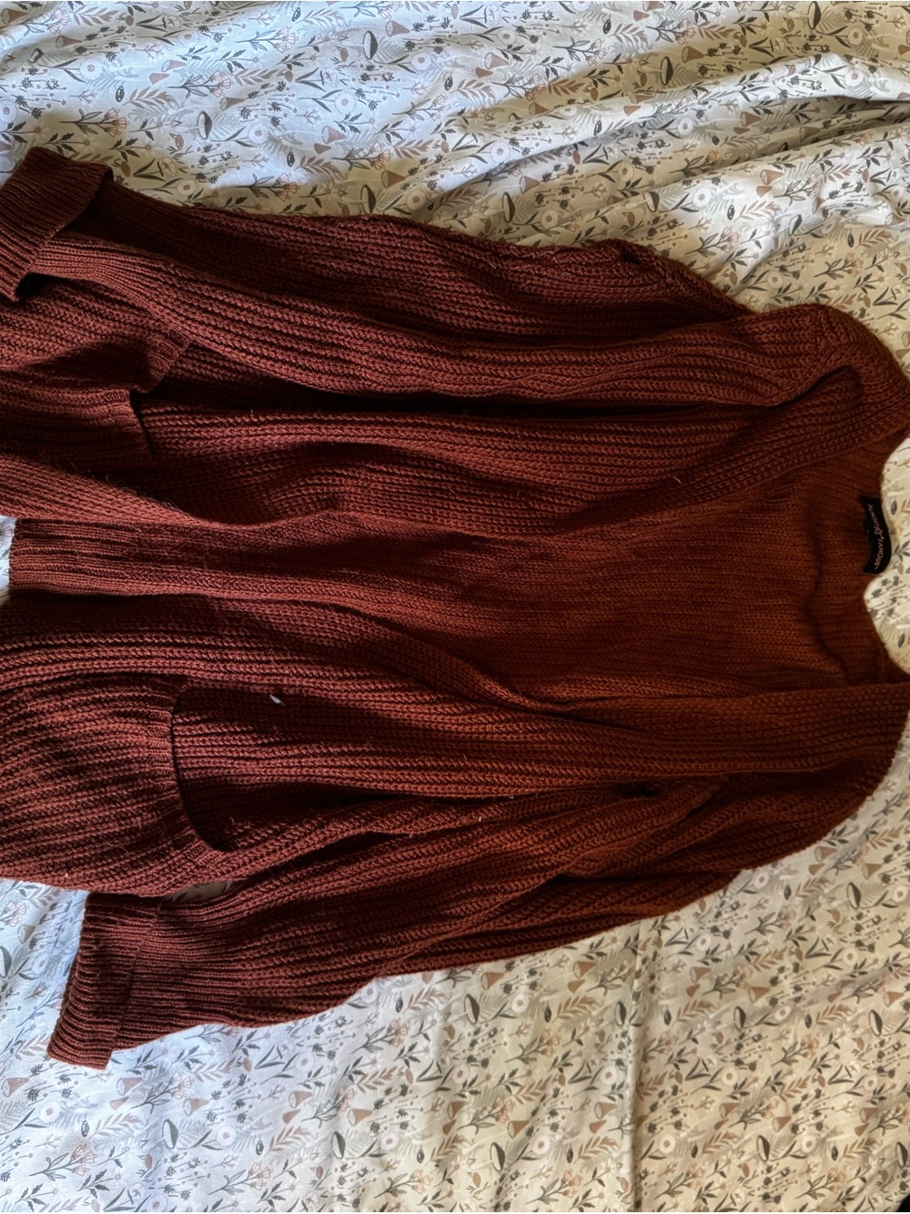 Almost Famous Chunky Knit Cardigan in Rust Brown